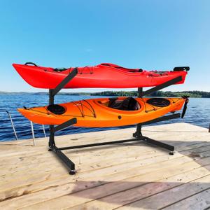 Freestanding Kayak Storage Rack Vertical 2/3/4-Tier Organizer for Kayaks, Canoes & Paddleboards, Heavy-Duty Indoor/Outdoor Stand with Protective Foam Padding