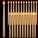Macarrie 24 Packs Flameless Taper Candles Battery Operated Fake 11 Inch Long Candle Light LED Flameless Candlesticks Flickering Tapered for Wedding, Halloween, Christmas(Gold)