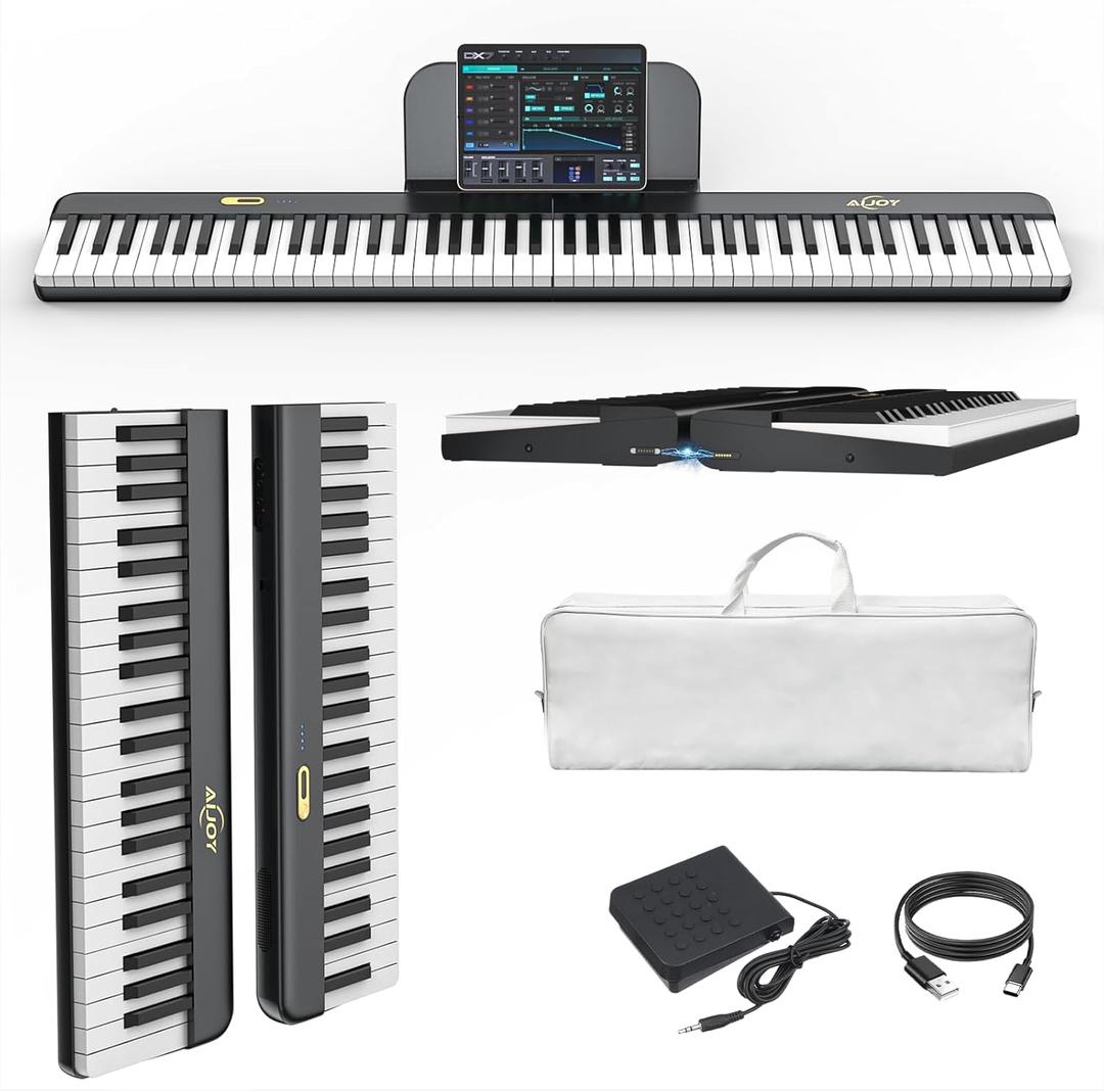 AiJoy 88 Keys Piano Keyboard with Magnetic Connection, ASP-10M Detachable Electric Piano for Beginners, Portable Digital Piano for Travel with Sensitive Keys, MIDI Support, Carry Bag (black)