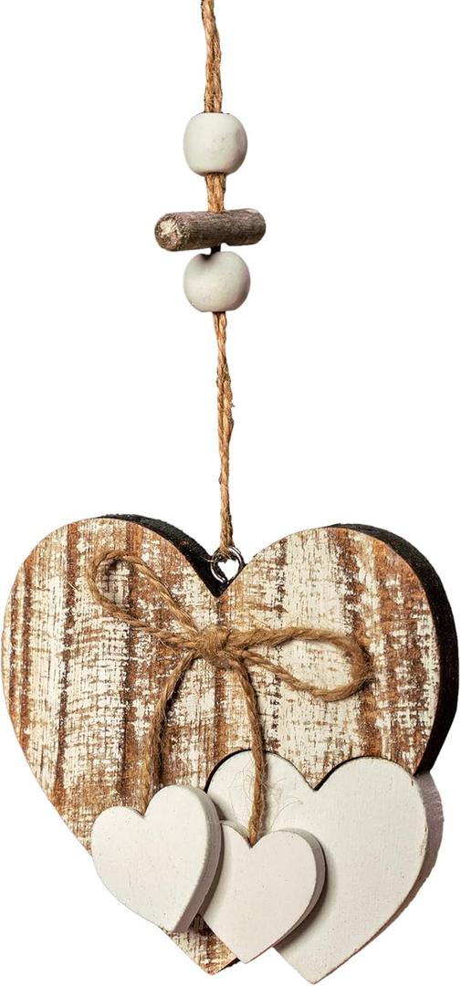 Sun&Beam Heart-Shaped Wooden Decorative Hanging Handmade Hearts Ornaments for Wedding Party Valentine Christmas Home Decoration Car Dcor (D-#1, 1Pcs)