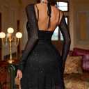 HTZMO Sexy Women's Halter Flounce Sleeves Ruched Mini Dress Sheer Mesh Side Split Cute Party Short Dresses (XS)