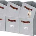 DECOMOMO Storage Bins, Cube Storage Bin with Labels, Fabric Storage Cubes for Shelves (11" / 6pcs, Light Texture Grey)