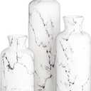 Creative Scents White Marble Look Vases Home Decor - Vase Set of 3 - Perfect for Holding Pampas Grass, Dried/Fresh Flowers, Vases for Your Kitchen, Bedroom, Office, Living/Dining Room, or Shelf Decor, 
2.95"L x 2.95"W x 10"H