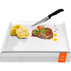 ZVP Disposable Cutting Boards 30 Count, Collapsible Cutting Board Sheet with Built-in Crease, Flexible Plastic Cutting Mat for Kitchen and Commercial Use, 17 x 12 In White