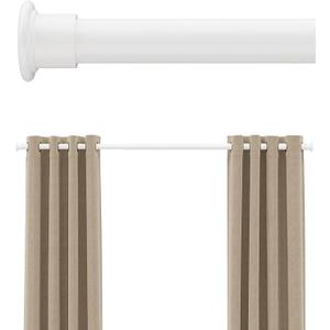 Tension Curtain Rod by EZFurni,42-123 Inches,Heavy Duty Tension Rods for Windows, No Drilling Adjustable Curtain Rod for Patio, Hold Up Blackout Curtains and Non Slip, White