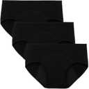 INNERSY Women's Hipster Period Underwear Postpartum Teens Menstrual Panties 3-Pack (Medium, Light Flow (3 Black))