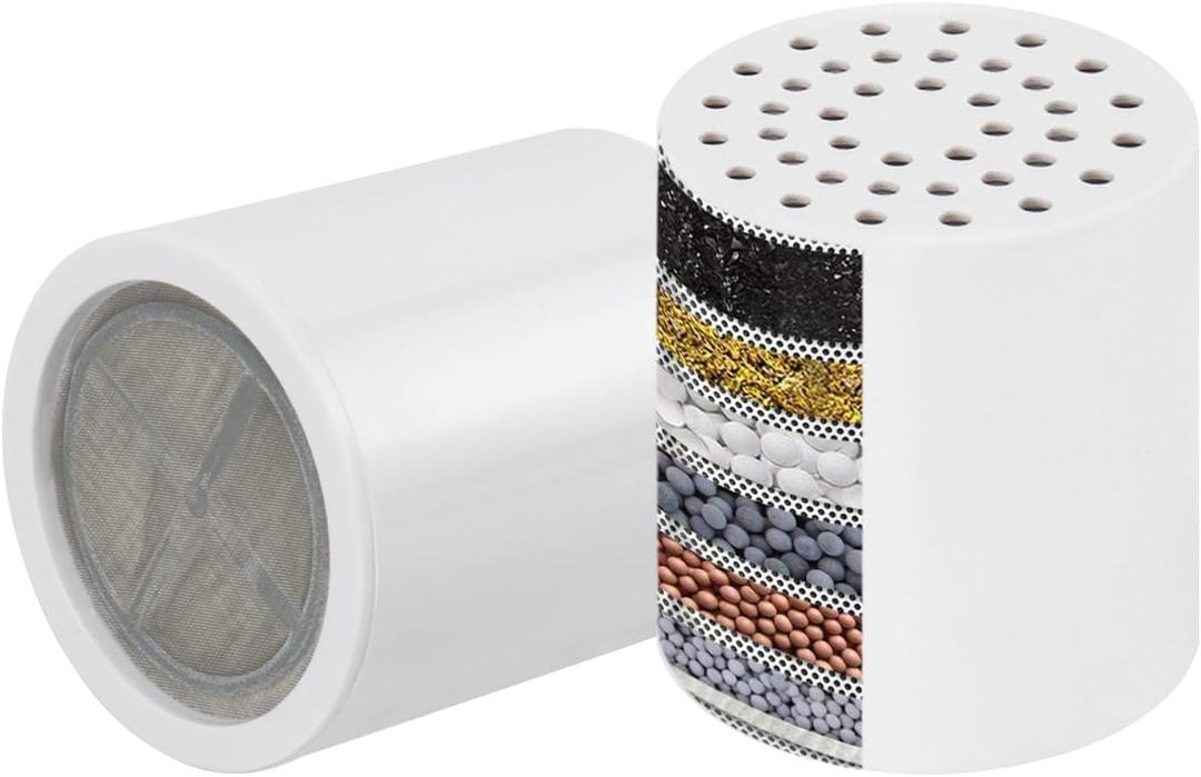 NearMoon 15 - Stage Replacement Cartridge Universal High Output Shower Filter with VC, Reduce Hard Water, Heavy Metal Impurity, Improve Skin & Hair, Fit Any Similar Filter (2 pack)