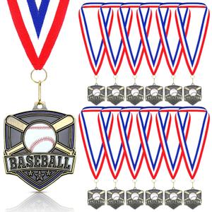 Trnayi 20 Pcs Baseball Medals Bulk 2.4 Inch Metal Medal for Baseball with Neck Ribbons Winner Award Prize Gift for Sports Tournaments Match Competitions Celebration and Party Favors
