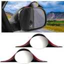 Unifizz 2Pcs Blind Spot Mirror with Side Mirror Rain Guard,HD Glass Frameless Convex Rearview Mirror,Carbon Fiber 2-in-1 Side Mirror Covers Kit with Wide Angle Adjustable Stick for Cars SUV Trucks