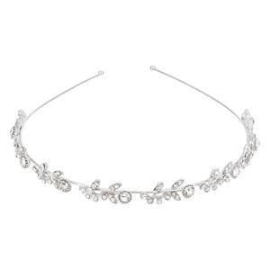 OLYCRAFT Rhinestone Wedding Headband Silver Crystal Headband Hairs Band Bridal Leaf Hair Accessories Headpiece Leaf Sparkling Hair Band Headpiece for Wedding Bridesmaids Women Headbands