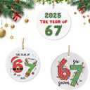 3pcs Six Seven Christmas Ornament，67 Acrylic Ornament, Funny 67 Meme Ornament，Santa Ornaments for Christmas Tree, Funny Teen Gift