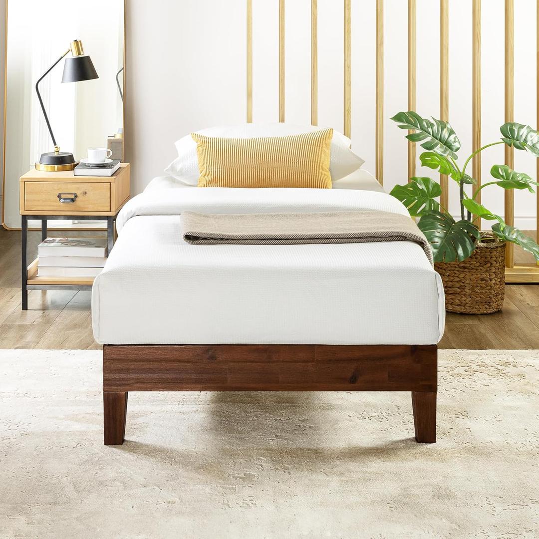 Mellow Naturalista Grand - 12 Inch Solid Wood Platform Bed with Wooden Slats - No Box Spring Needed - Twin (Espresso)