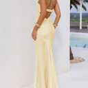 Summer Satin Tube Top Strapless Midi Dress for Women 2025 Formal Ruched Backless Wedding Guest Long Dresses (Yellow, XL)