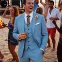 Wangyue Mens Suit 3 Piece Slim Fit Suit for Men Formal Business Suit Wedding Groom Prom Tuxedo Dinner Party, Medium
