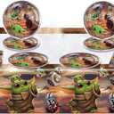JEEON Yoda Cutlery Party Cutlery Party Set Environmentally Friendly Cutlery Paper Cups Paper Plates Paper Towels Party Tablecloth Christmas Birthday Party for Children, 51 Pieces