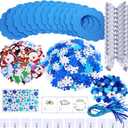 Winlyn 12 Sets Winter Crafts DIY Christmas Snowflake Wreath Ornaments Decorations Art Sets Snowman Santa Foam Stickers for Kids Classroom Activities
