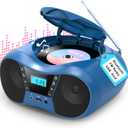 Greadio Boombox CD Player for Home with Bluetooth, Portable CD Player Boom Box with FM Radio, Stereo Sound, AC/Battery Powered, CD/CD-R/RW Compatible, Support AUX/USB/Headphone (Blue)