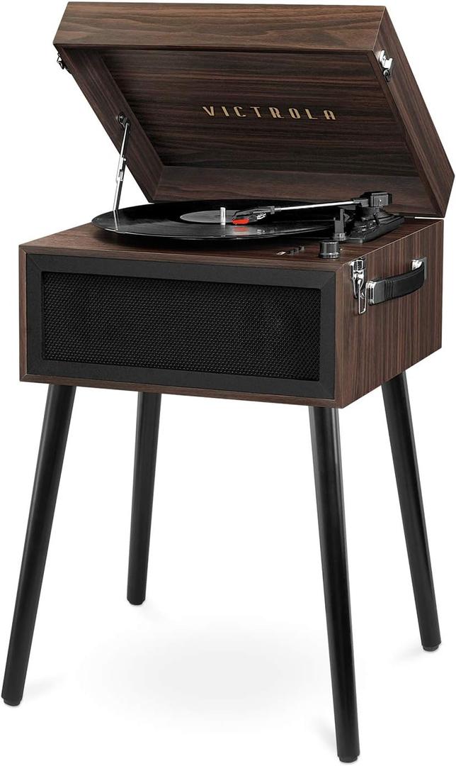 Victrola Liberty  Bluetooth Record Player  5-in-1 Turntable with Vinyl Stream, FM Radio, USB Playback, Built-in Speakers, Use as Stand or Tabletop Player (Espresso)