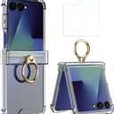 Simpeak Case with Screen Protector Compatible with Samsung Galaxy Z Flip 7, Soft TPU Bumper Case Cover with Ring Replacement for Galaxy Z Flip 7 2025, Anti-Scratch, Shockproof (Clear)