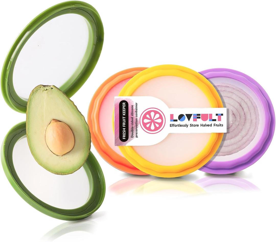 Onion Storage and Avocado Saver - 4-Piece Set Silicone Fruit Storage Box, Multifunctional and Perfect for Lemons, Cheese, Tomatoes, Potatoes, Garlic