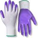 RED STEER GLOVE COMPANY, NITRILE PALM GARDENING GLOVES,PACK OF 10, (White& Purple)