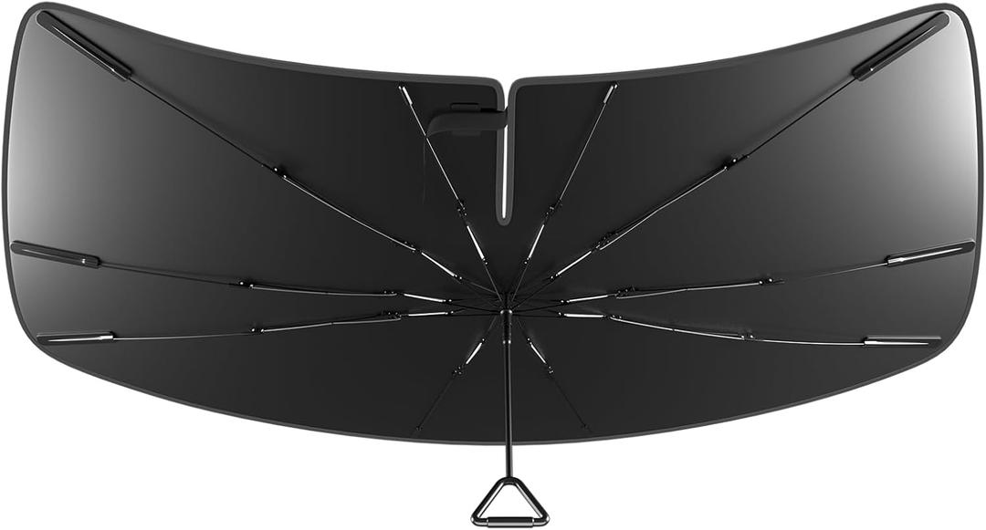 Windshield Sun Shade Umbrella for Dodge Ram 2500/3500 2019-2025 with 10 Inch Wide Sensor. Foldable Umbrella Sunshade with Silver Heat Shield to Keep Cool UDS