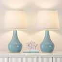 Seealle 19.4" Modern Sky Blue Table Lamp Set of 2-Bedside Lamps for Nightstand, Bedroom Lamp for Living Room Desk End Table Office Guest Room Dresser