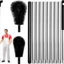 13 FT Gutter Cleaning Tool, Roof Gutter Brush, Clear Leaves from Roof Gutters Without a Ladder, Includes 2 Cleaning Brushes & Black