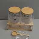 Yangbaga 2Pcs Coffee Sugar Canisters with Shelf, 38OZ Plastics Storage Containers for Ground Coffee Bean Storage with Lid Airtight Locking Clamp and Coffee Scoop, Food Storage Jar for Kitchen