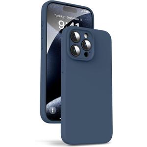 Supdeal Liquid Silicone Case for iPhone 15 Pro Max - [Camera All-Round Protection] [Soft Microfiber Lining Anti-Scratch] 4 Layer Full Covered Shockproof Gel Rubber Phone Case Cover, 6.7", Dark Blue