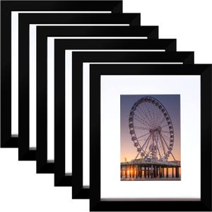 BESCRCL 8x10 Picture Frame Black Set of 6, Display Pictures 5x7 with Mat or 8x10 Without Mat for Wall Mounting or Table Top
