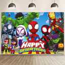 Spider and Friends Birthday Decorations,Spider and Friends Happy Birthday Banner Backdrop for Kids Birthday Party Supplies (5x3ft)