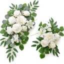 Artificial Flowers Decorations Pack of 2,Centerpieces for Wedding Reception Backdrop Decoration, Floral Decor Wall Home Entryway OutdoorDecorations (White)