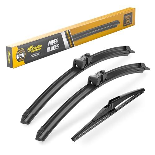 Raidbee® 22"+20" Windshield Wiper Blades with 10" Rear Wiper Blade Automotive Replacement Set for Jeep Renegade 2015 2016 2017 2018 2019 2020 2021 2022 2023 – Genuine OEM Quality (Set of 2)