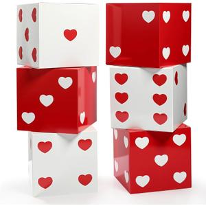 Tinlade 6 Pcs Casino Dice Boxes Party Decoration 7" Casino Night Dice Cardboard Boxes Table Top Centerpieces Red White Gift Box Decor Las Vegas Party Decoration Game Night Supplies