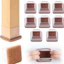 Ezprotekt 8 Pcs Extra Large Square Chair Leg Floor Protectors, Silicone Felt Furniture Pads for Hardwood Floor, Dining Table Bar Stool Leg Protectors Leg Cups Covers (XL Fit: 1.5" - 2", Clear)