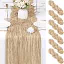 6 Pack Beige Cheesecloth Table Runner 17x108 Inch Semi Sheer Boho Gauze Cheese Cloth Fabric Table Runners Table Decor for Wedding Party Baby Shower Birthday Home Decor Garden Farmhouse