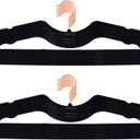 Velvet Hangers 50 Pack, Ultra Slim & Short Neck Hanger, 360 Swivel Hook, Space Saving Durable Non-Slip Felt Hangers,Black a