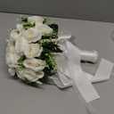 CYANLUX Wedding Bouquets for Bride Bridesmaid Bouquet Champagne White Artificial Roses Flowers for Wedding Valentine's Day Church Home Decoration (#1 White)