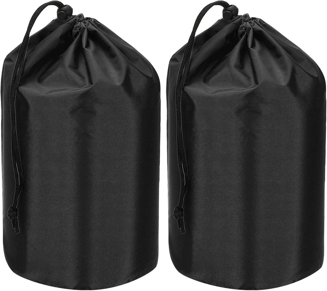 PATIKIL Stuff Sack, Waterproof Outdoor Storage Sack Portable Drawstring Dust Flap Bag Lightweight Sleeping Bag for Camping Hiking Travel (9 x 17 Inch, Black)