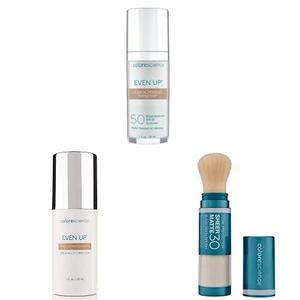 COLORESCIENCE PIGMENTATION CORRECTION BUNDLE: Even Up Clinical Pigment Perfector SPF 50 + Even Up Multi-Correction Serum + Total Protection Sheer Matte SPF 30 Sunscreen Brush , Pack of 6