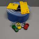 15 Ft Flexible Race Car Track (Daytona Blue) for Kids, Flex Track Starter Set Compatible with Hot Wheels and Diecast 1/64th Cars, Portable Racetrack Roll Up Race Track with 4 Racecars and Suction Cups