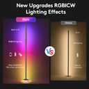 59" Smart LED Corner Floor Lamp, RGBICW Color Changing Ambient Lighting, App Control Music Sync Mood Light, Modern Dimmable Room Decor for Bedroom, Living Room, Gaming Setup, Black