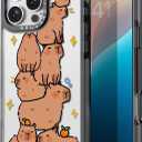 Bouvardia for iPhone 16 Pro Max Case, Cute Girly Design for Women, Protective & Aesthetic, Capybaras (Gray Bumper)
