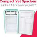 Frigidaire Retro Compact Refrigerator with Chiller, 3.2 cu ft Countertop Fridge, Built-In Bottle Opener, Rounded Corners, Premium, for Office, Bedroom, Dorm Room, Cabin, 18.5D x 20W x 31.5H (Mint)