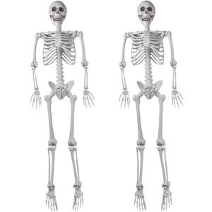 2Packs 5.4ft Halloween Human Skeletons Life Size Full Body Bones with Movable Joints for Halloween Props Spooky Party Decoration
