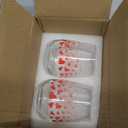 Whaline 2Pcs Valentine's Day Stemless Wine Glasses Clear Drinking Glasses 17oz Red Watercolor Heart Tumbler Cups for Wedding Valentine Party Supplies