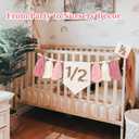 1/2 Birthday girl, Pink High Chair Banner with Handmade Hat and Candle, Half Way to One Baby, Half Birthday Docoration