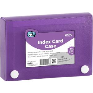 Index Card Holder Purple, 3x5 Note Flash Card Organizer Case, File Box with 5 Dividers, Notecard Box Holds 100 Cards, In Red, Blue, Green, Pink, Grey, 1 Pack By Enday