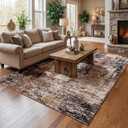 Merelax 4x6 Washable Area Rug for Living Room, Brown Red Boho Abstract Bedroom Area Rugs, Non Slip Entryway Rug, Low Pile Carpet for Kitchen Dining Room Study Office Kids Room